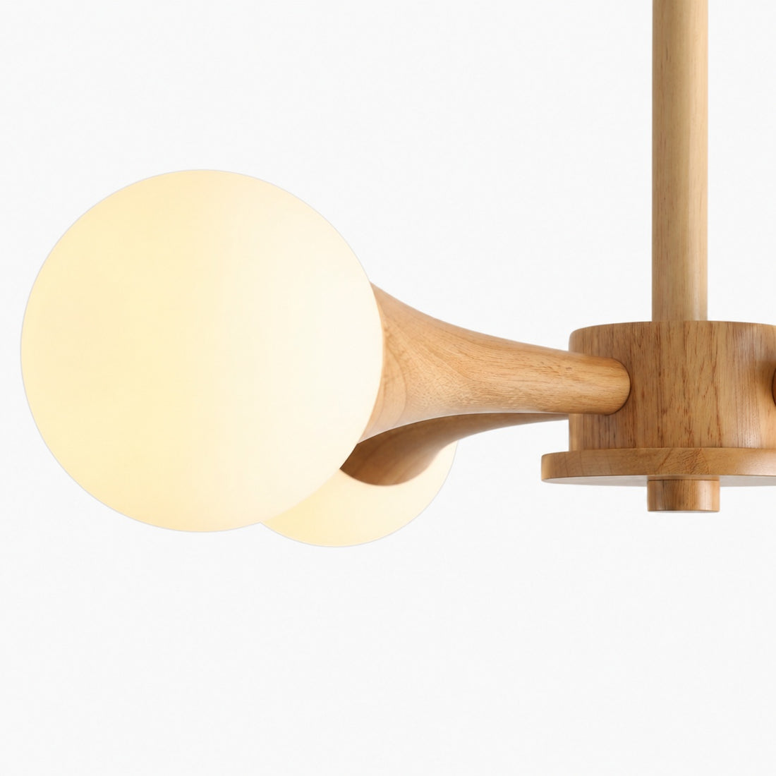 Novalune Multi-Light Glass Globe Chandelier with Wood Frame - Japanese Zen Style for Living Room