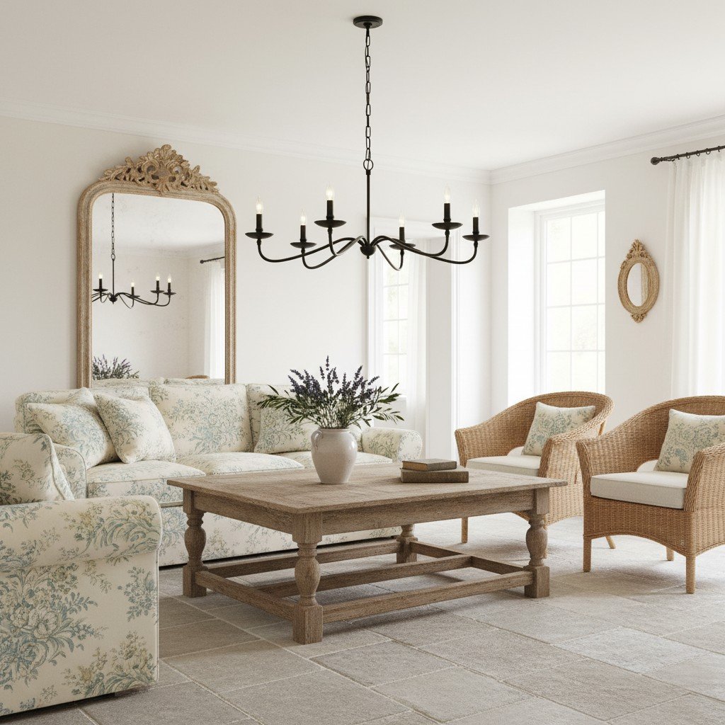 Reticula Open Iron Frame Chandelier - Indoor and Outdoor Hanging Light for Dining Room Living Room Entry