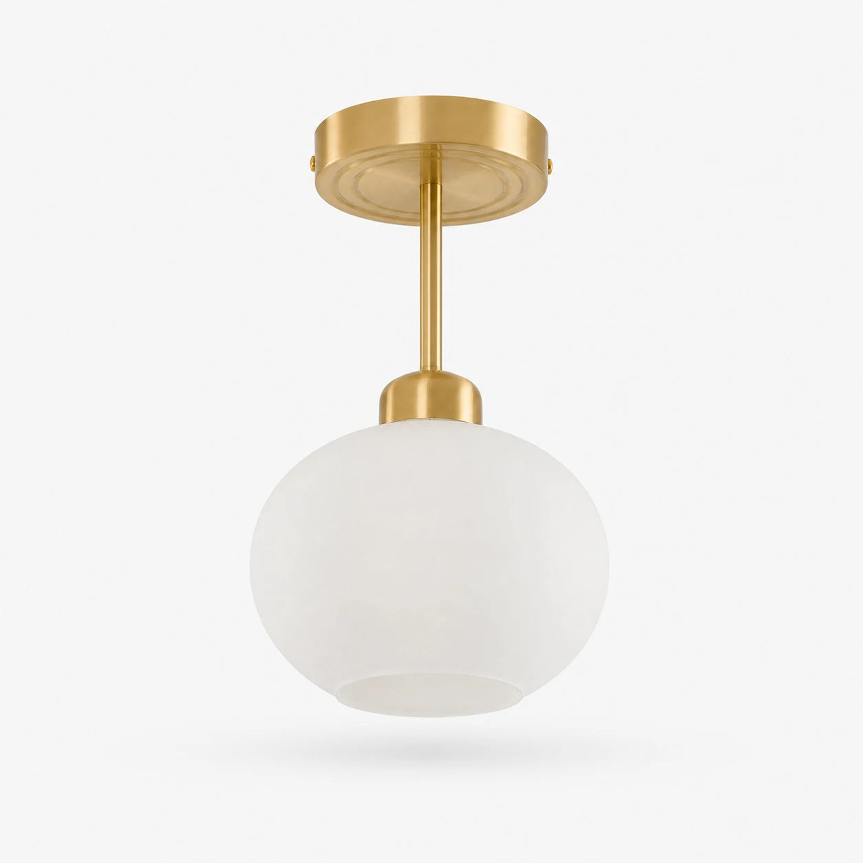 Extended rod brass opal glass ceiling light