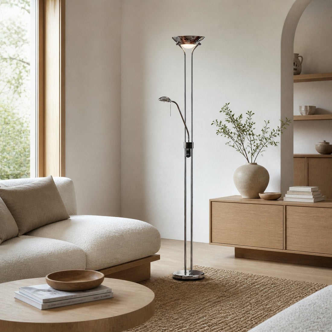 Linexis Art Deco Metal & Opal Glass Floor Lamp – Dual-Light Design for Modern Interiors