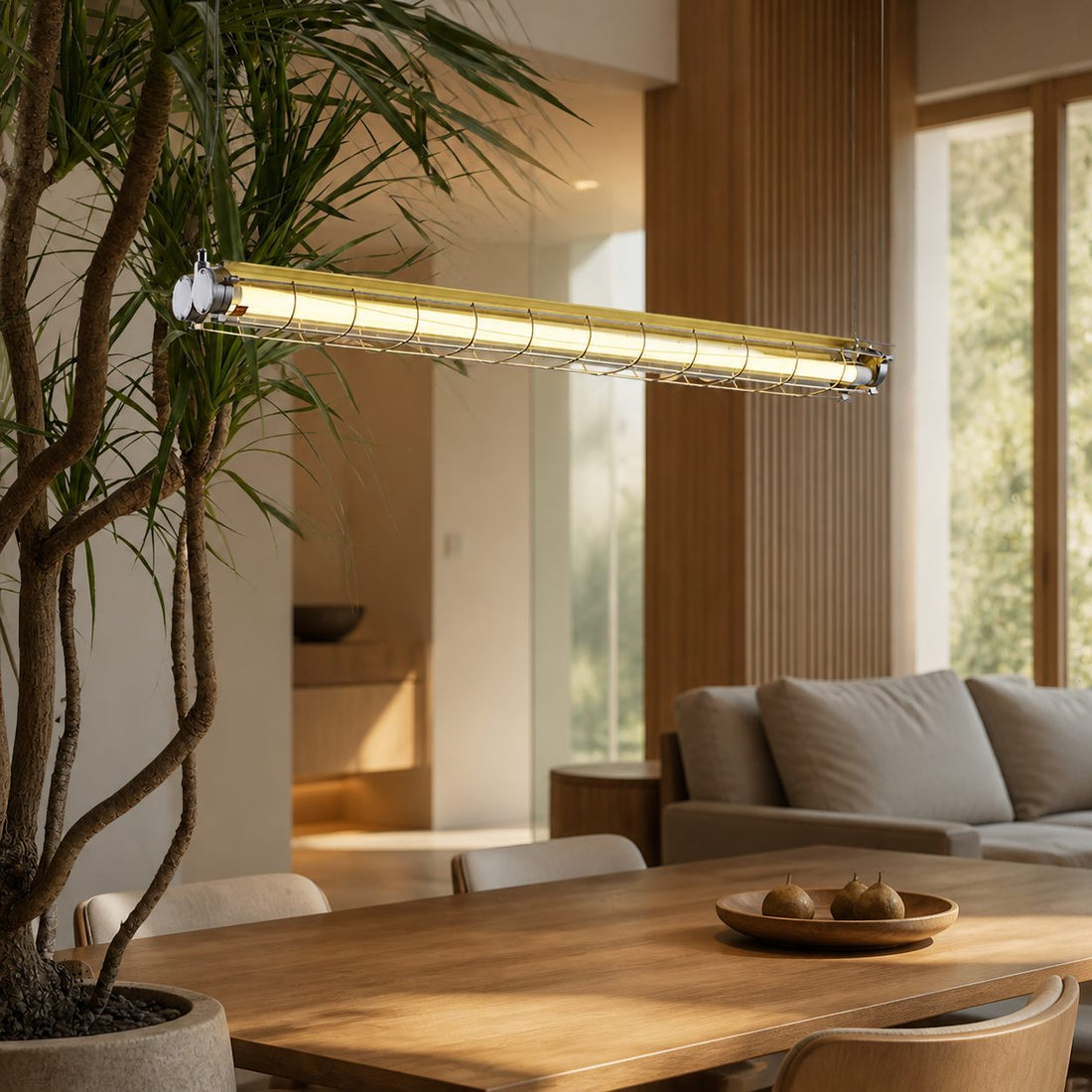 Modern Acrylic Linear LED Chandelier in Black or Silver