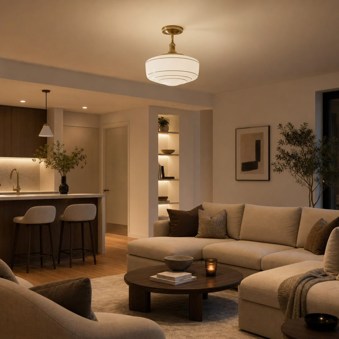 Nalaviro Modern Ceiling Light - Glass Shade for Living Room and Entryway