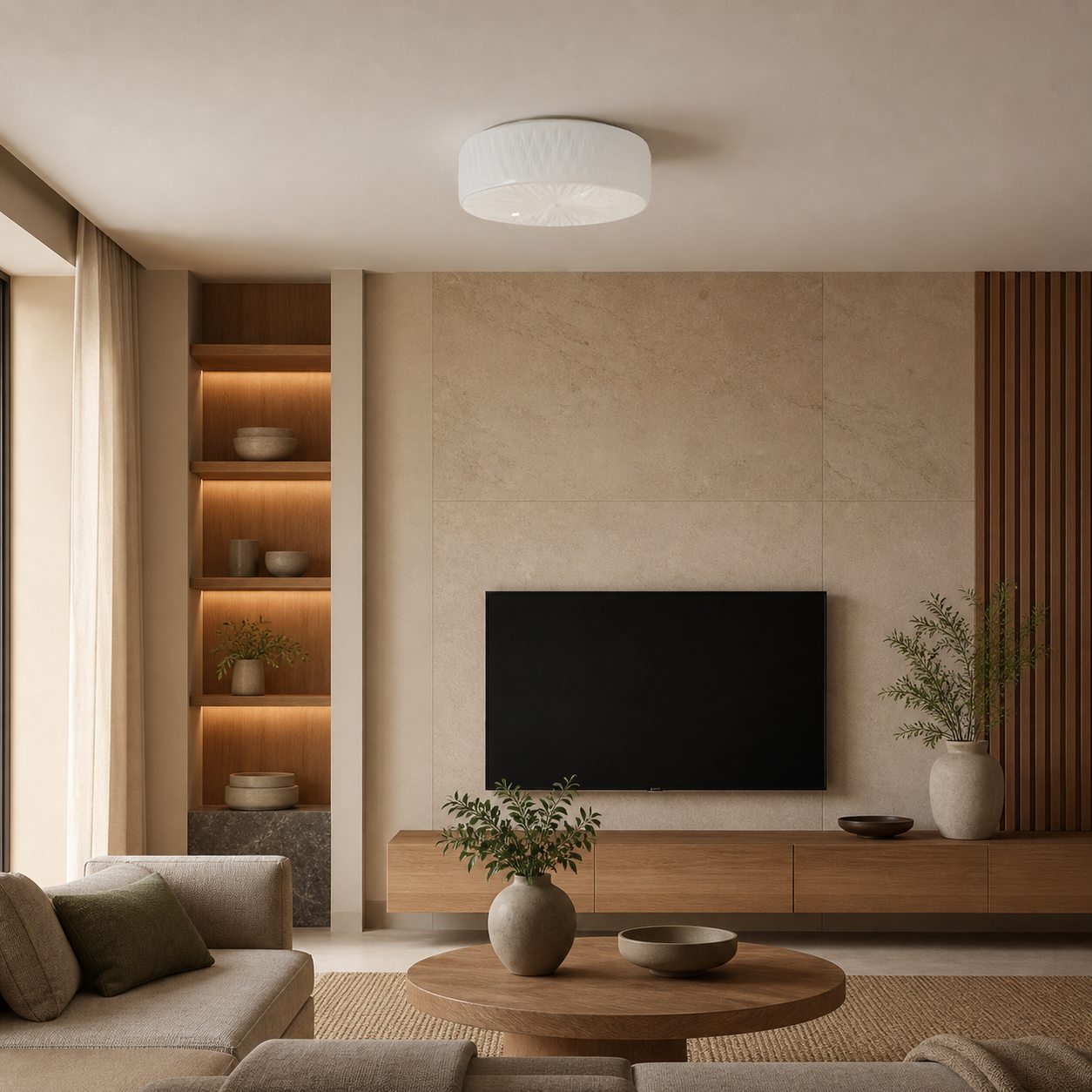 Mistaro Minimal Glass Ceiling Lamp - Flush Mount Design for Living Room and Bedroom
