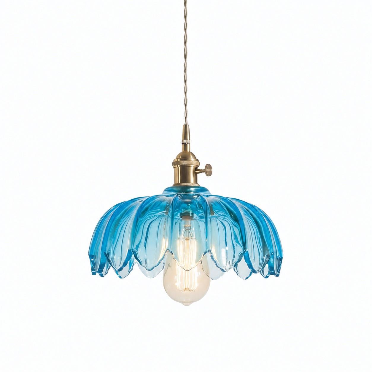 Petalbloom Rustic Tulip Glass Pendant Light – Floral Bud Design Hanging Lamp for Dining Area N58