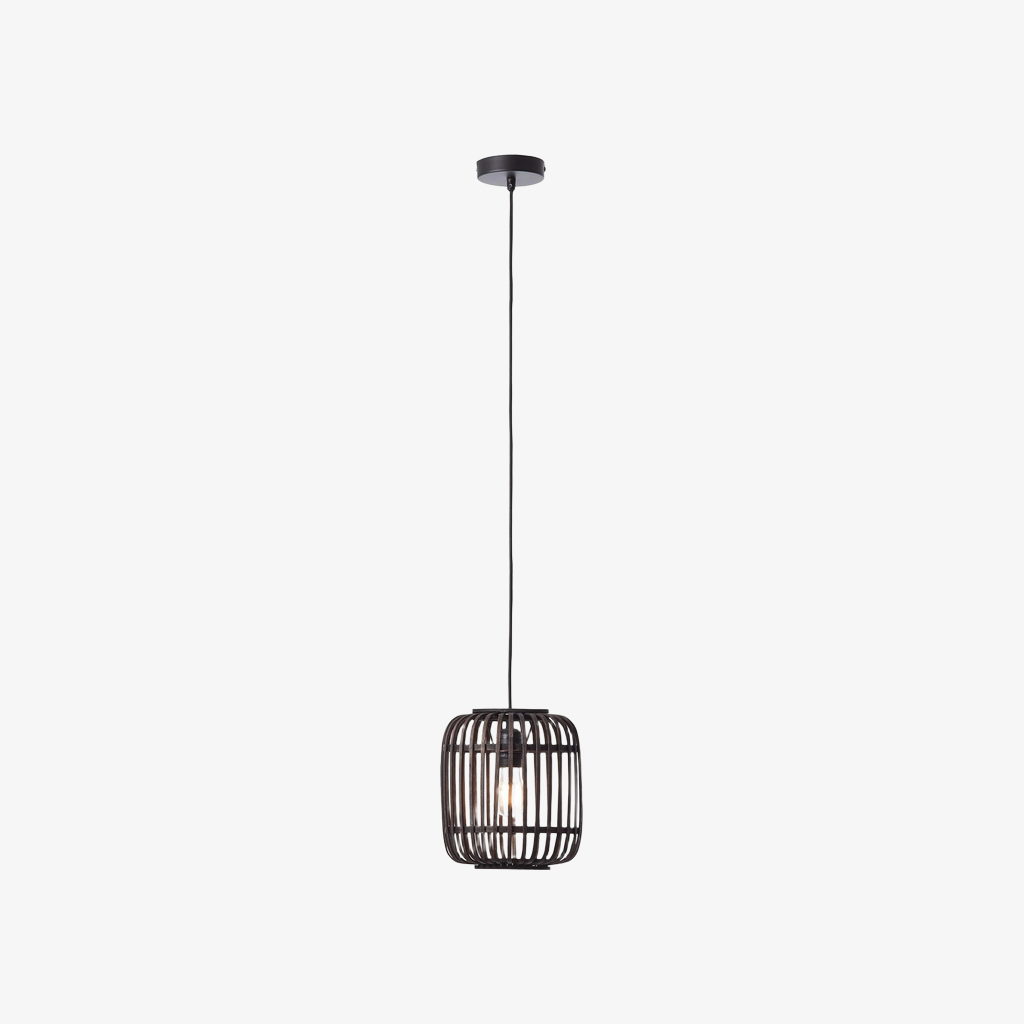 Yumeko Adjustable Bamboo Pendant Lamp - Natural Cage Ceiling Light Perfect for Living & Dining Rooms
