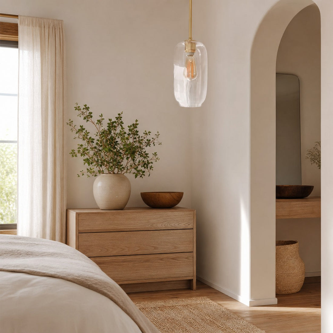Lumivelle Pebble Pendant Light - Adjustable Glass Shade - Modern Lighting