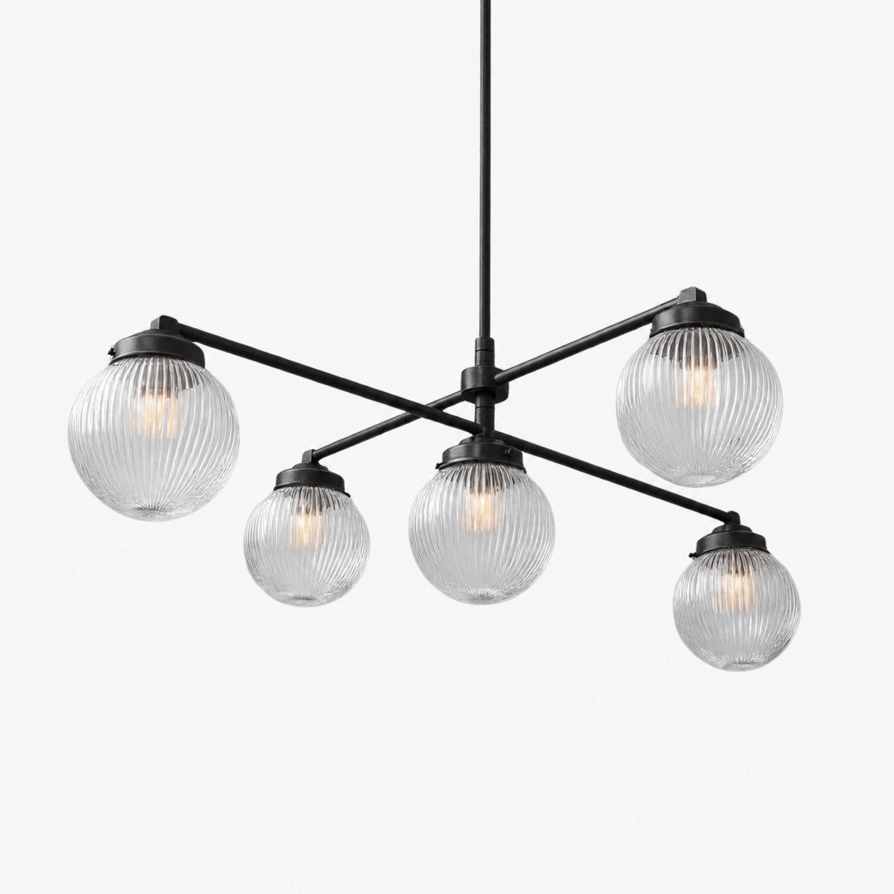 Glorica Glass Frosted Glass Globe Chandelier - Brass Modern Lighting for Living Room