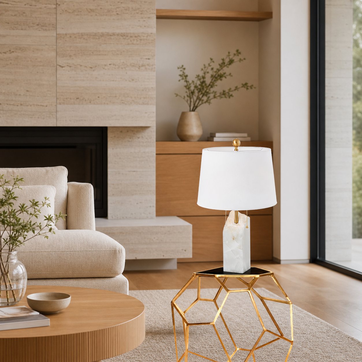 Raw Alabaster Table Lamp