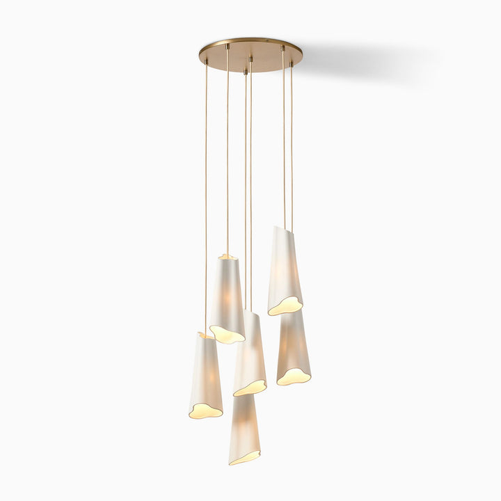 Orovia Ceramic Shade Chandelier – Iron Pendant Adjustable Height Design