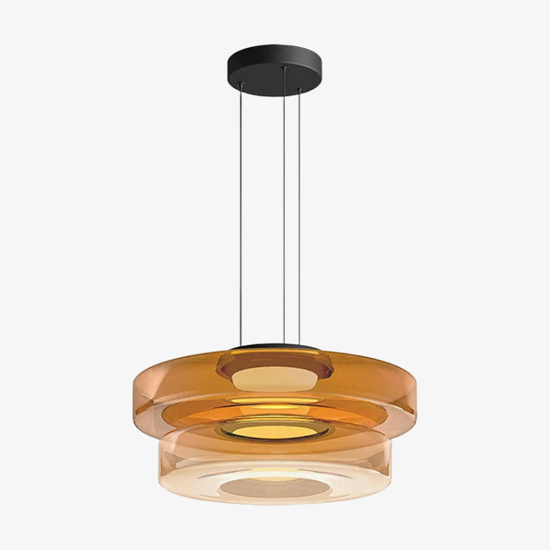 Nora Contemporary Multi-Layer Glass Pendant Lamp - Adjustable Hanging Light for Living Room or Kitchen Island
