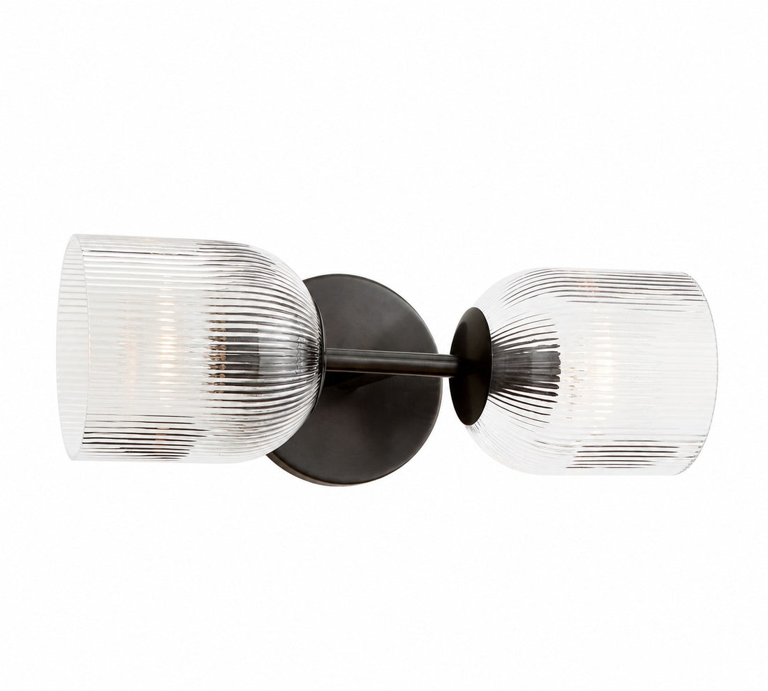 Bravira Ribbed Glass Sconce - Metal Wall Light with Clear Glass Shade