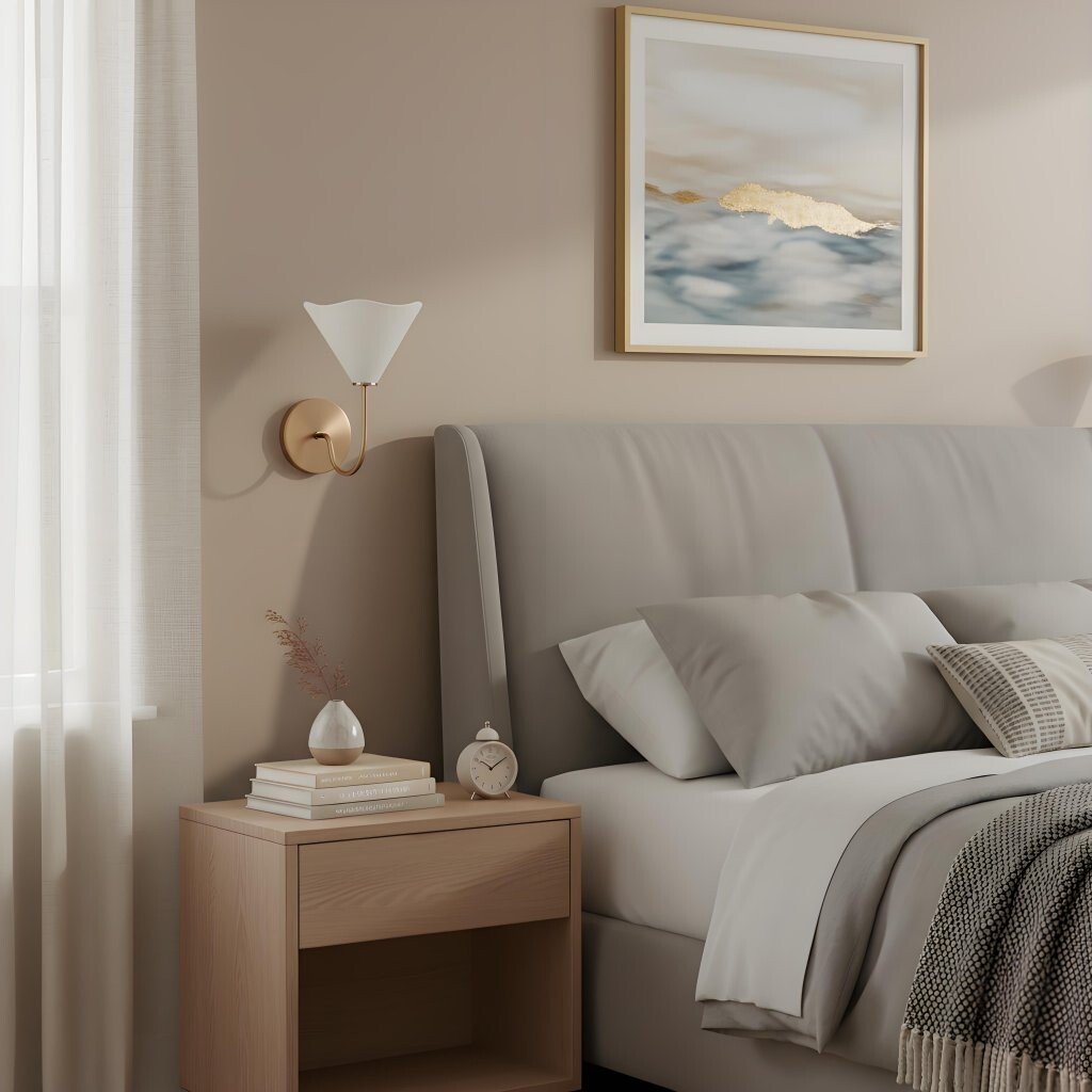 Kysara Brass Linen Wall Lamp - Sculptural Curves Design Suitable for Living Rooms