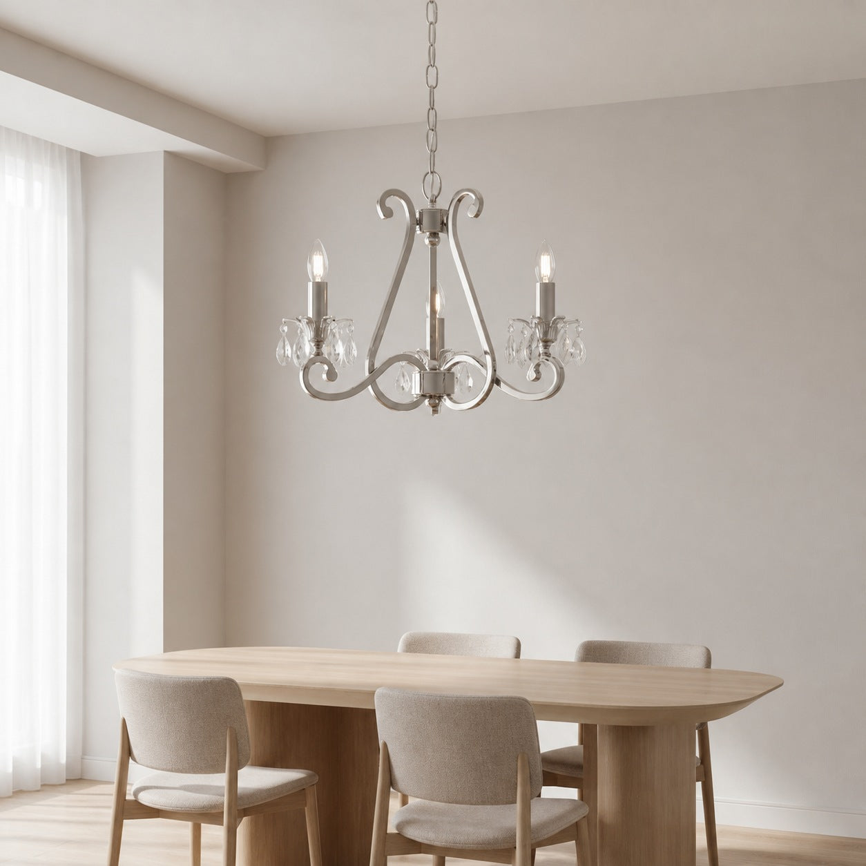 Talonis Crystal Chandelier - Traditional Candle-Style Brass and Nickel for Living Room and Dining Room