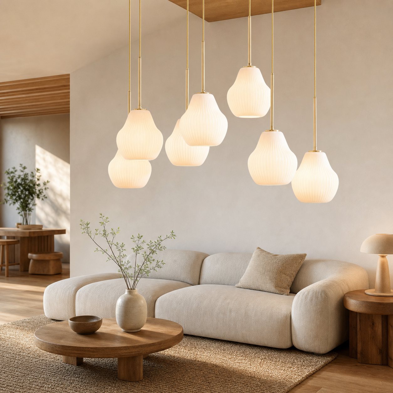 Rivrona Contemporary 7-Light Chandelier - Modern Glass Lighting for Dining Rooms