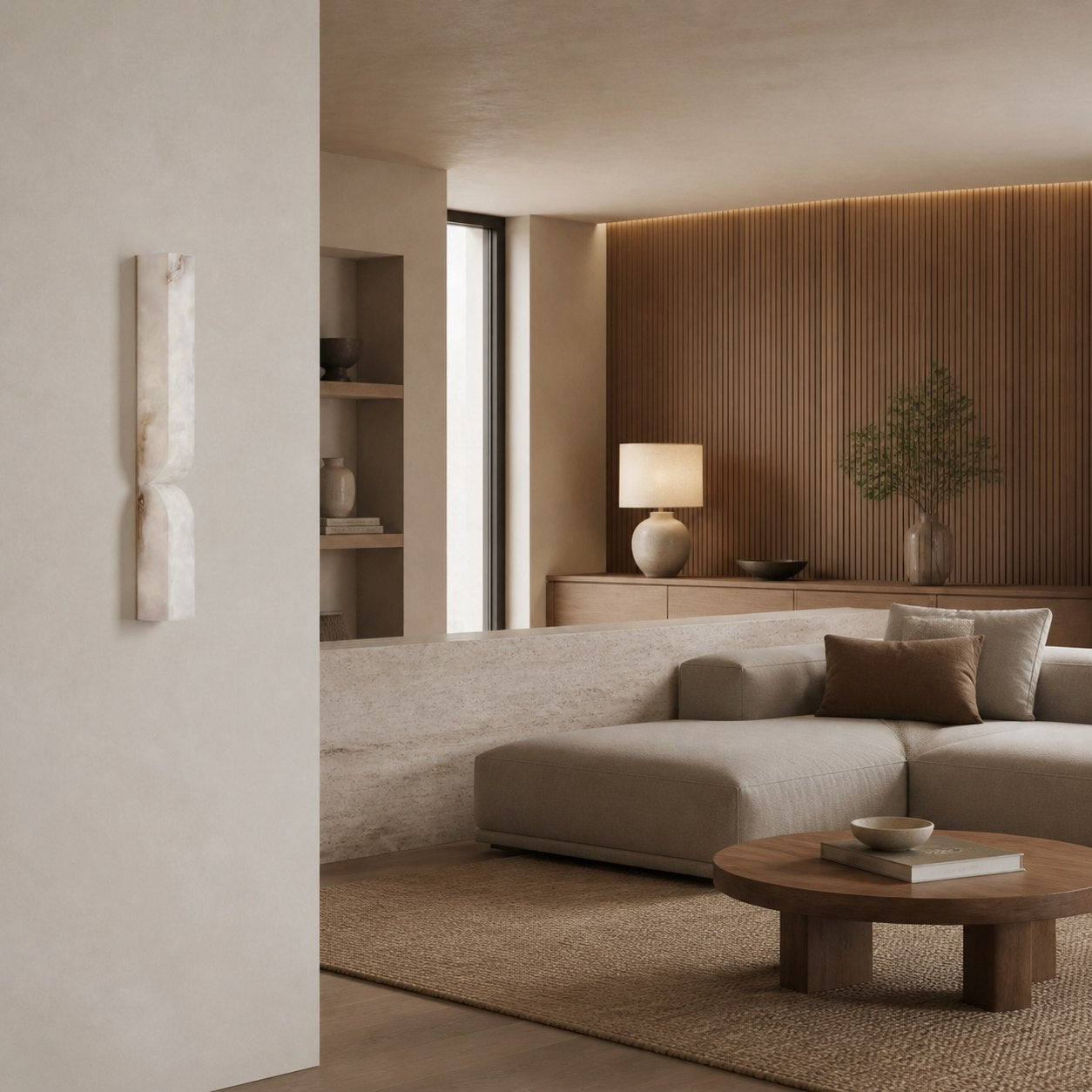 Albesque Curved Wall Lamp - Modern Alabaster Wall Lamp for Bedrooms and Living Rooms
