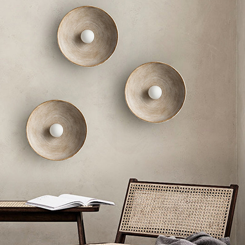 Retro Wabi Sabi Style Round Wall Light For Bedroom