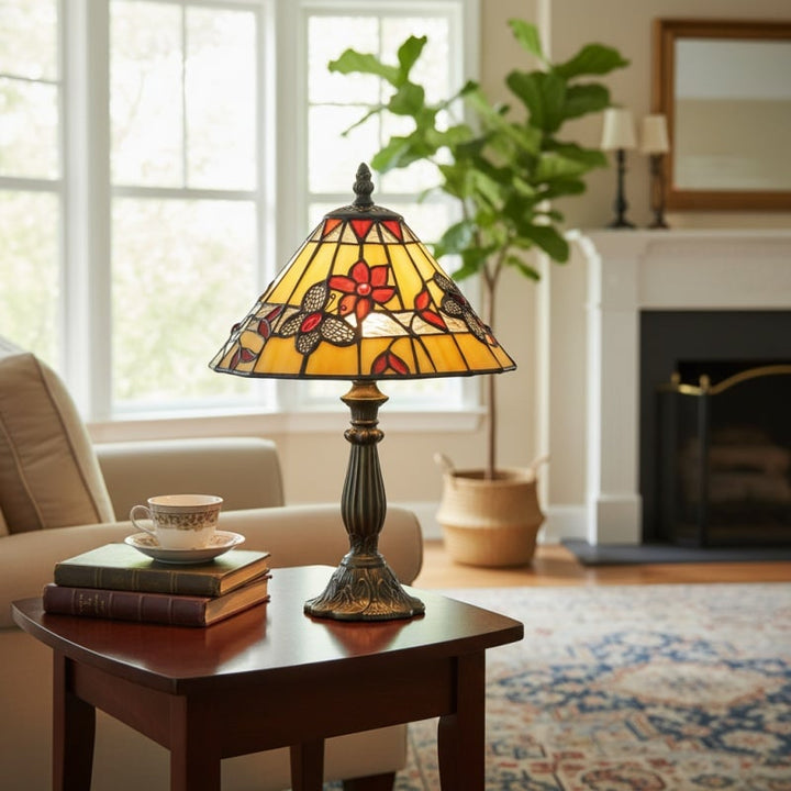 TF Butterfly Table Lamp – Hand-Cut Stained Glass Shade Table Light for Living Room and Bedroom