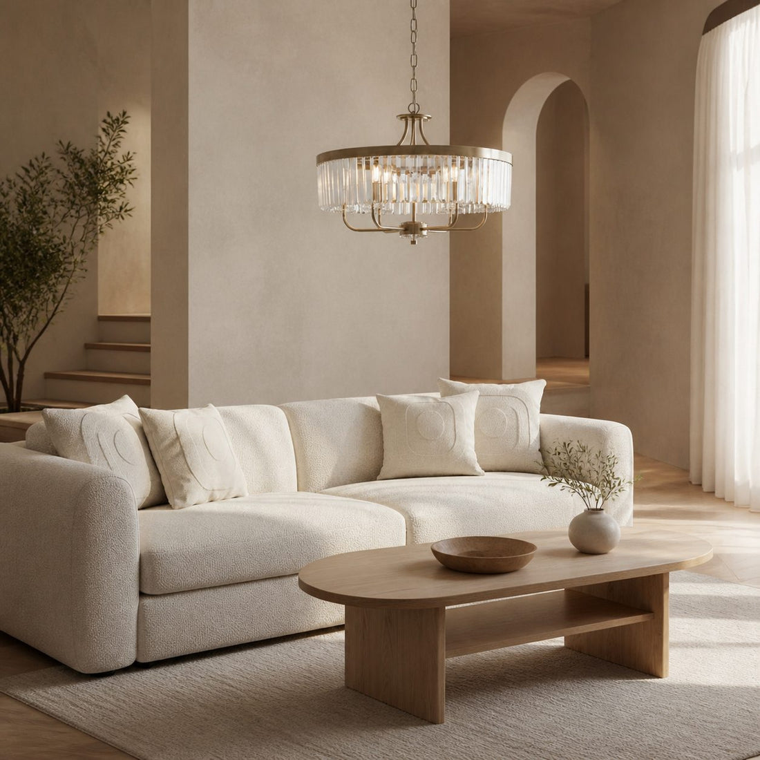 Beveline 6 Light Round Pendant - Cut Glass Shades Elegant Metal Frame for Dining Kitchen Island