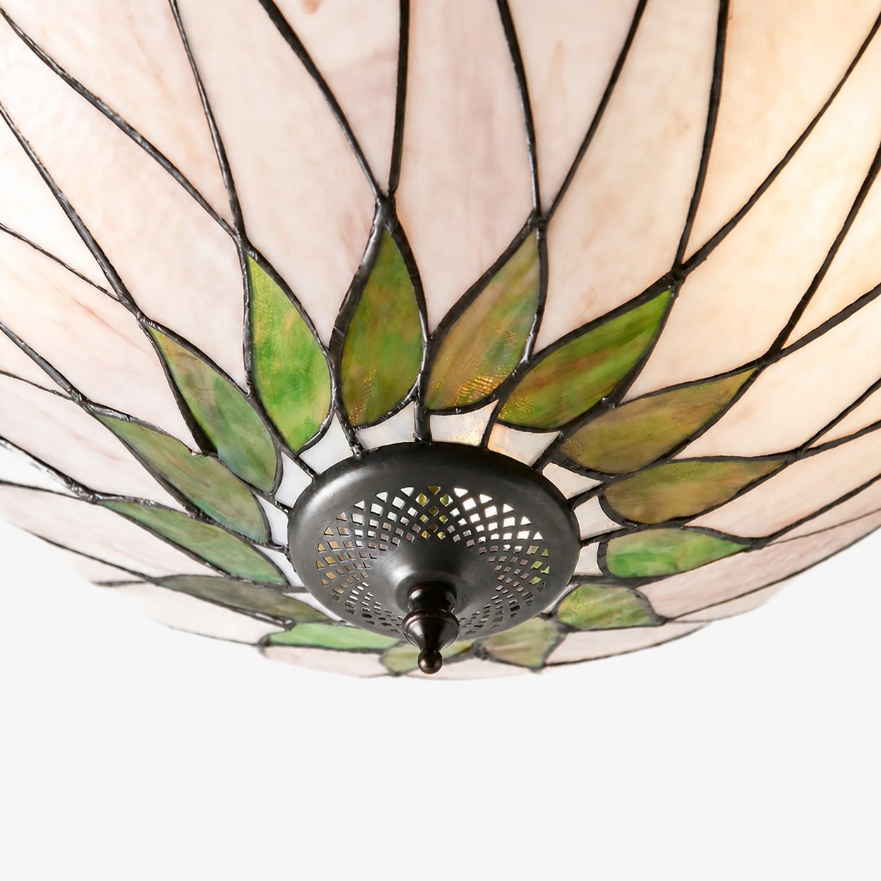 TF Hutchinson Tiffany Pendant Lamp - Inverted Art Glass Adjustable Pendant Light for Home