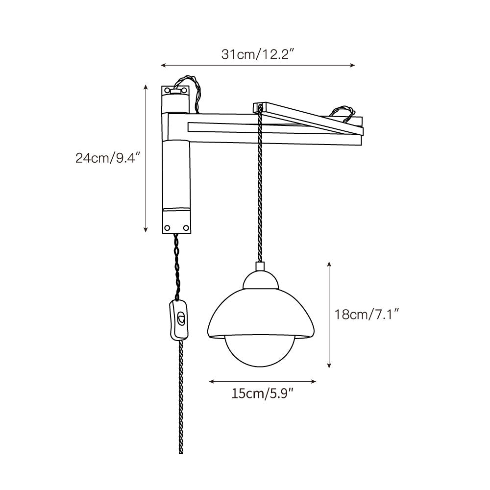 Tia Travertine Swing Arm Plug-in Sconce