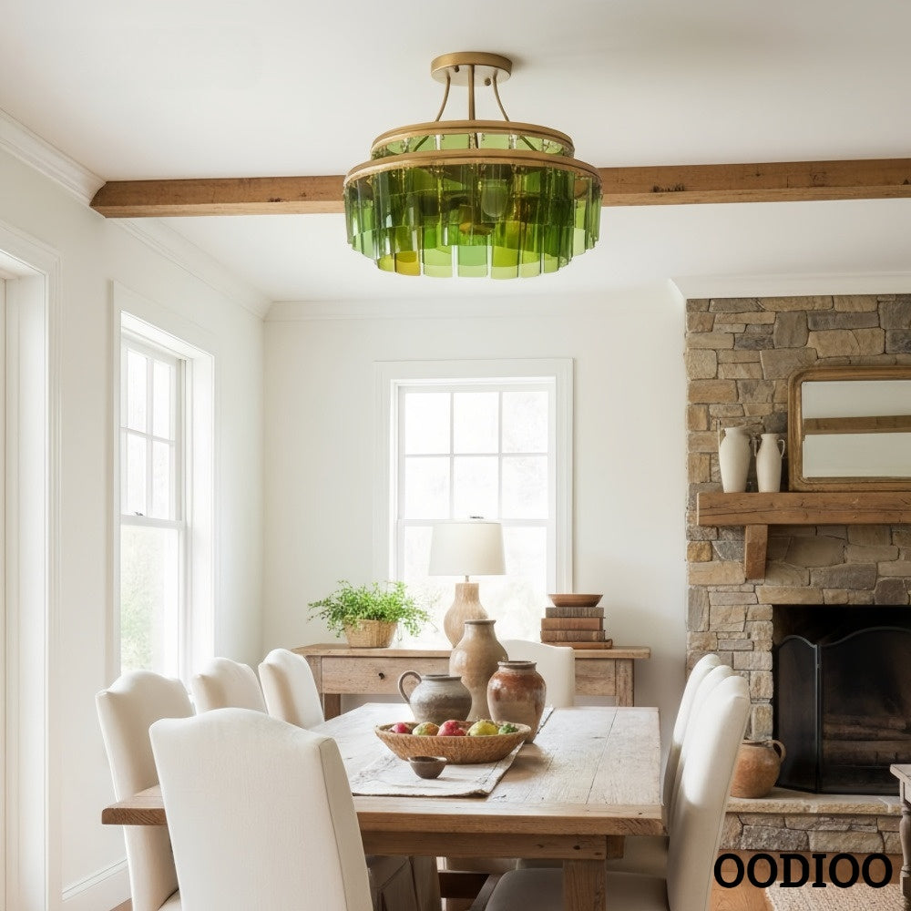 Verdura Cascading Glass Ceiling Light – Modern Semi-Flush Mount for Dining Rooms