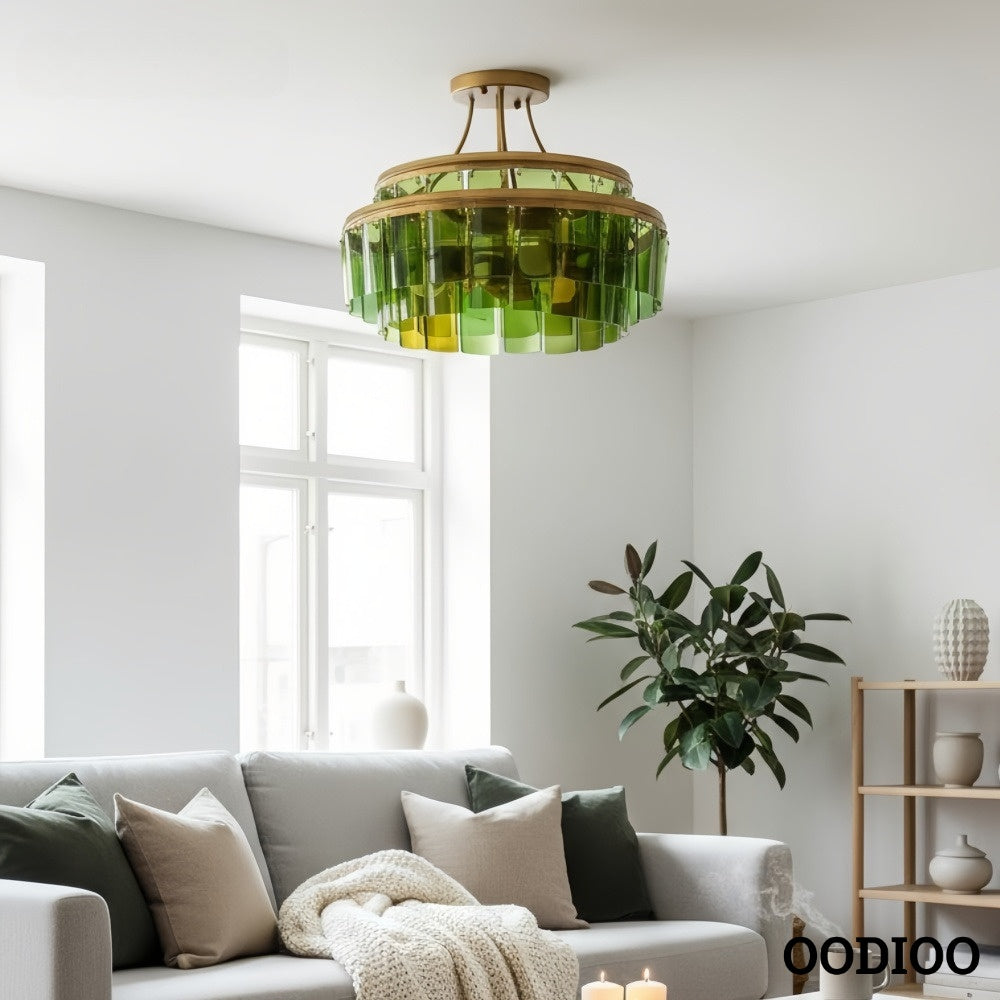 Verdura Cascading Glass Ceiling Light – Modern Semi-Flush Mount for Dining Rooms