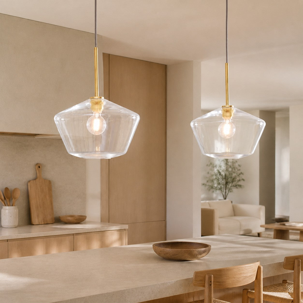 Merin Transparent Glass Sculpture Geometric Chandelier