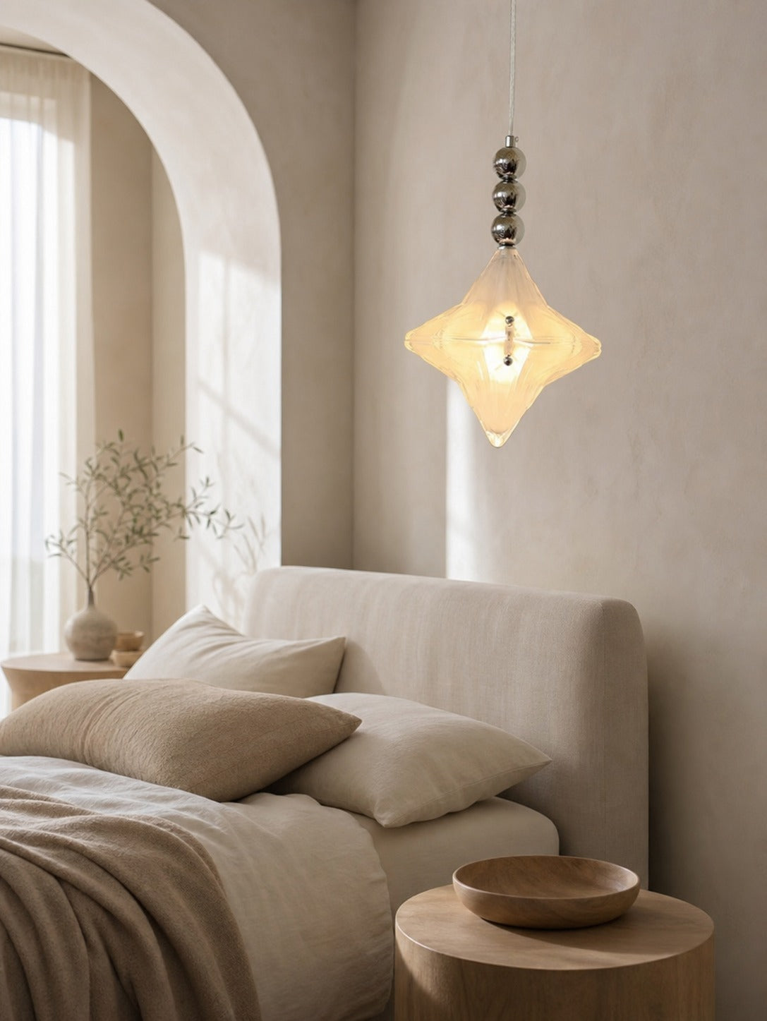 Art Deco Astris Elara Star Pendant Light – Frosted Glass Pendant with Geometric Style