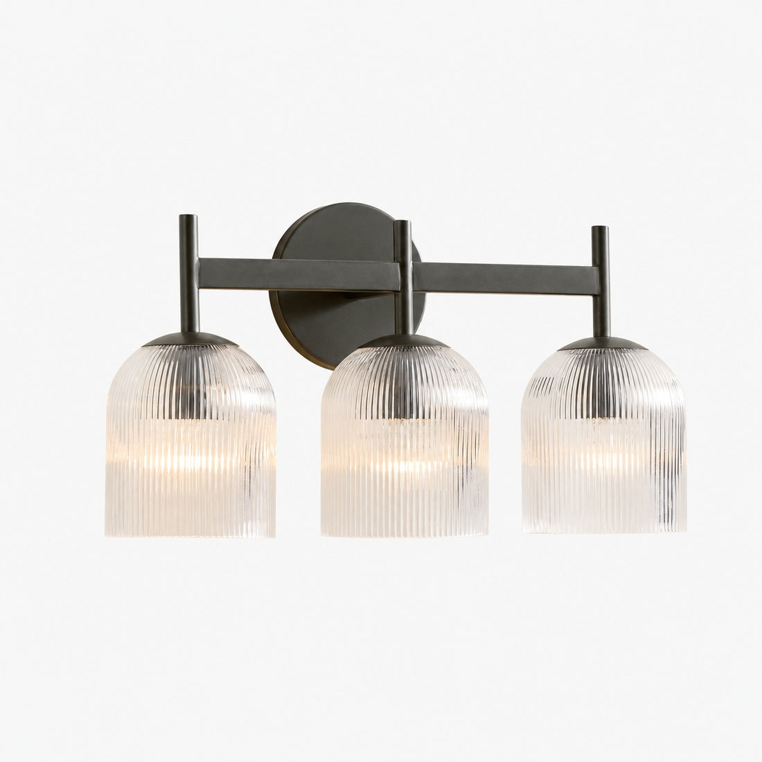Bravira Ribbed Glass Sconce - Metal Wall Light with Clear Glass Shade