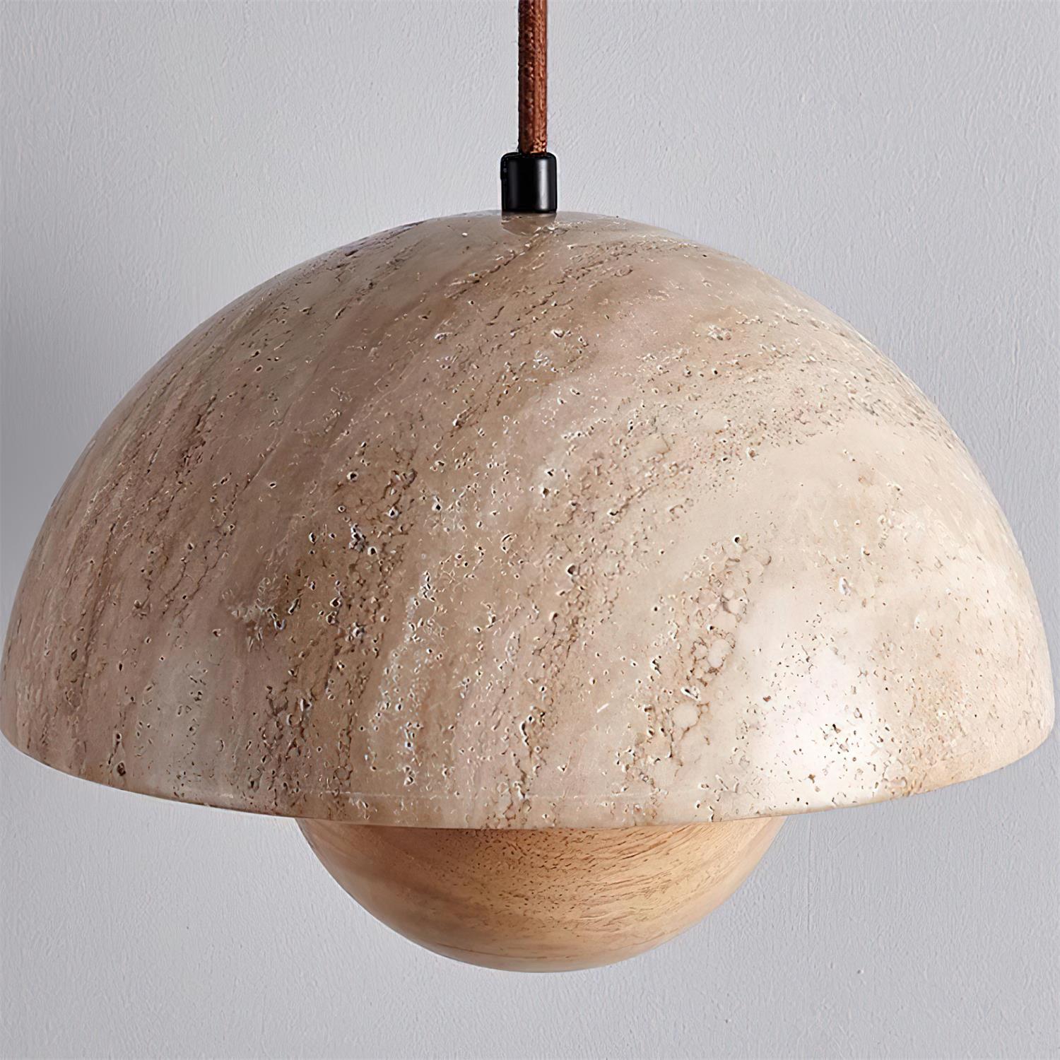Natural Travertine Flower Bud Design Pendant Lamp