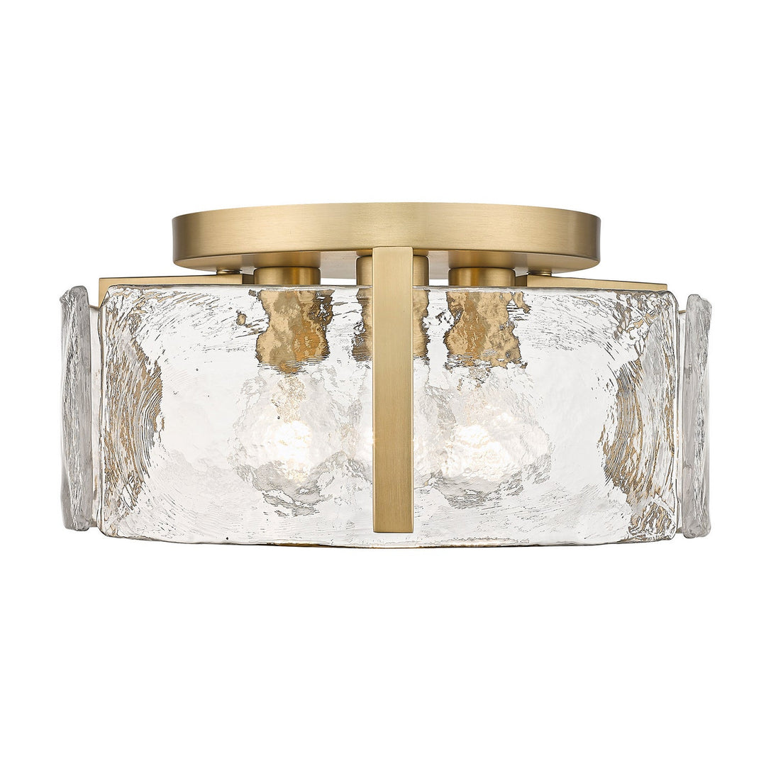 Modern Drum Water Ripple Ceiling Light - Glass Flush Mount Light