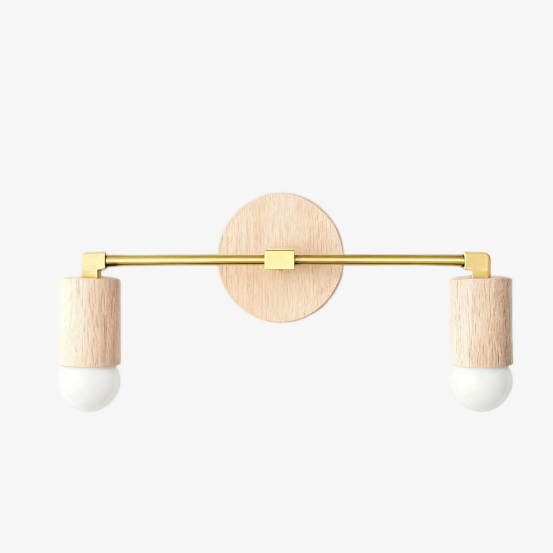 Lumen Woodgrain Frame Boho Wall Lamp – Multi Finish Vanity Lighting Solution