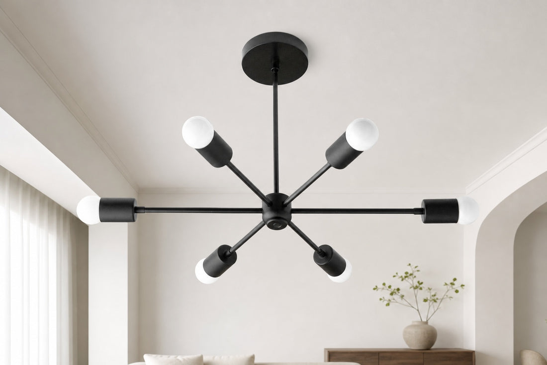 Mobilux Line Mid Century Modern Chandelier - 6 Heads Hanging Ceiling Light
