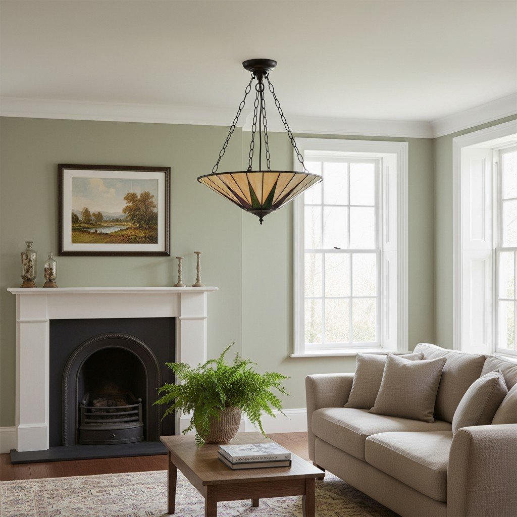 TF Dark Star Tiffany Ceiling Lamp – Stained Glass Star Design for Dining or Hall