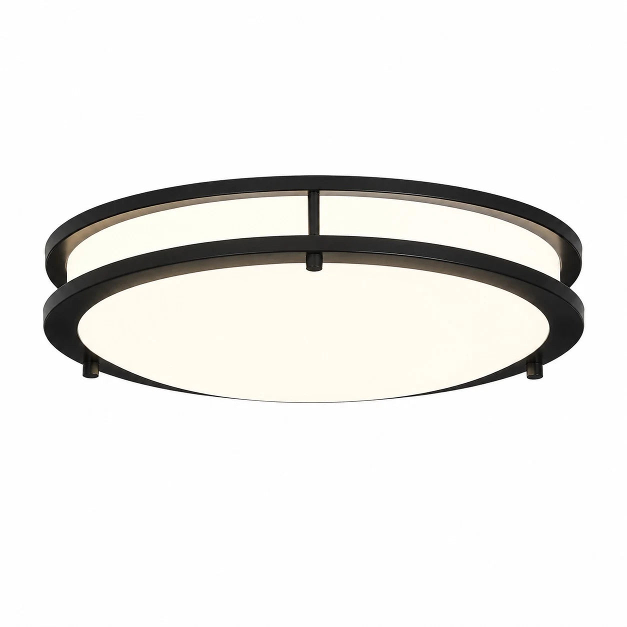 Matte black 40 cm Bauhaus eye-care LED ceiling light, three-color light