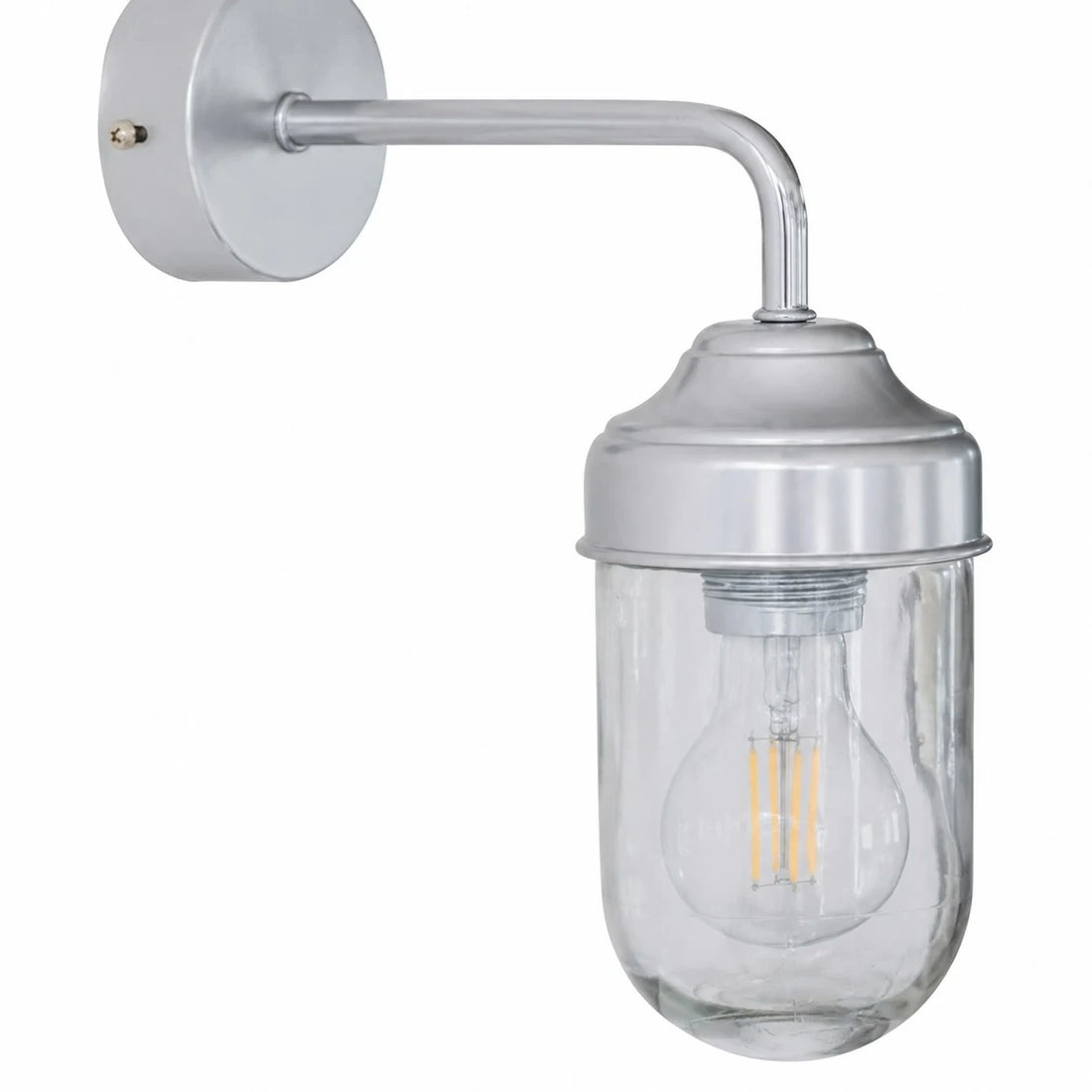 Full product view of aluminum glass wall sconce