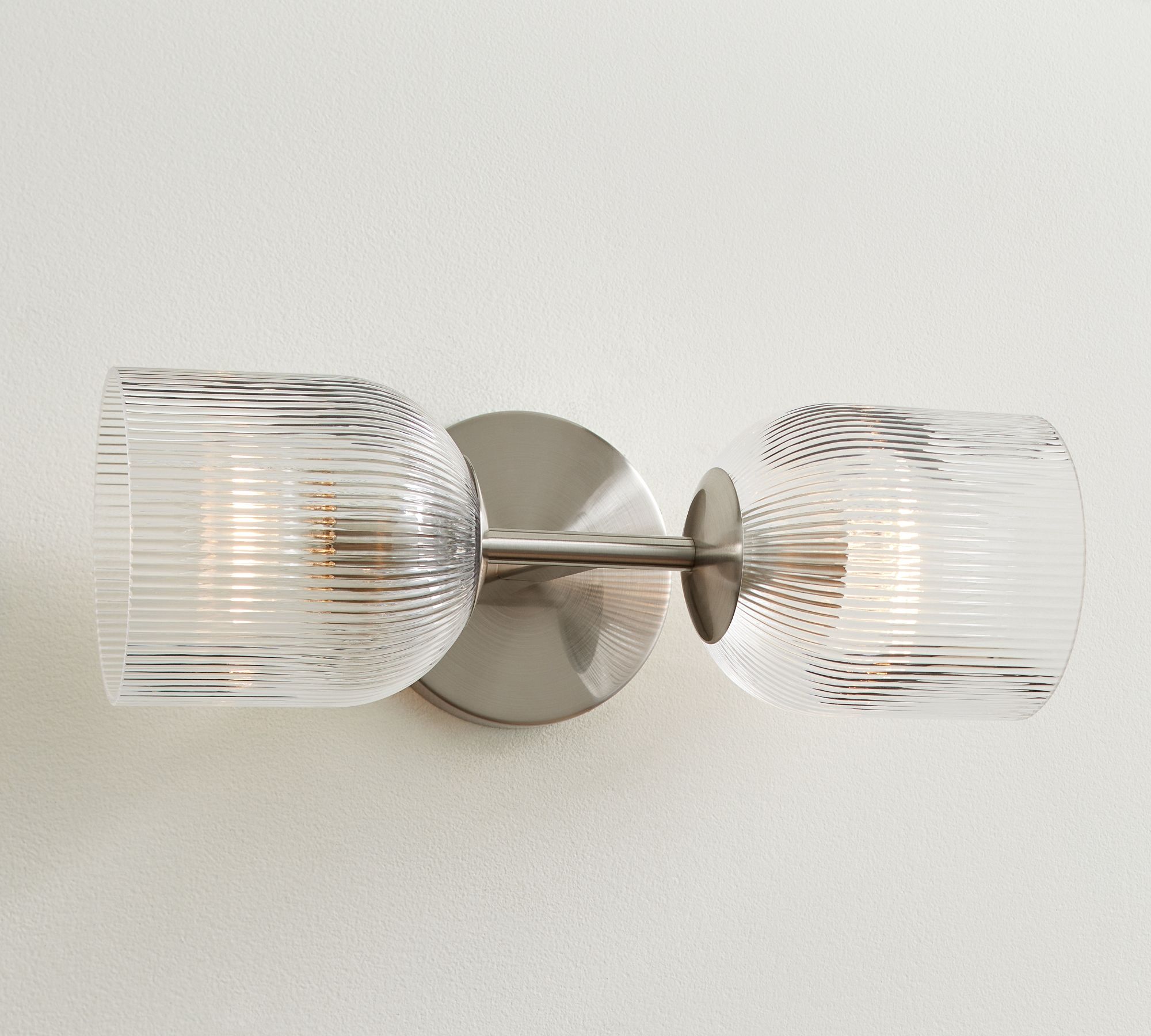 Bravira Ribbed Glass Sconce - Metal Wall Light with Clear Glass Shade