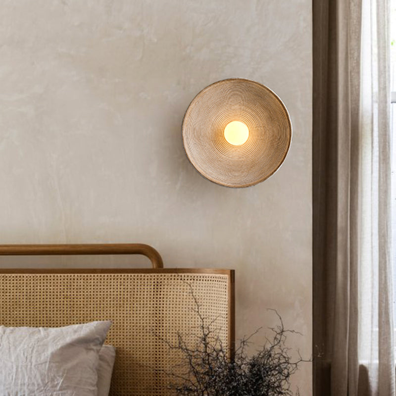 Retro Wabi Sabi Style Round Wall Light For Bedroom