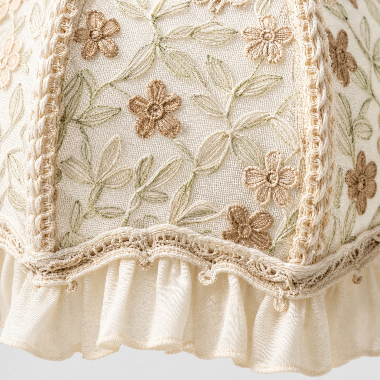 Embroidered Floral Ruffle Table Lamp