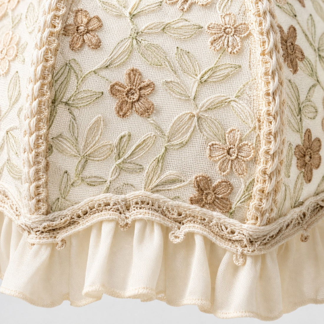 Embroidered Floral Ruffle Table Lamp
