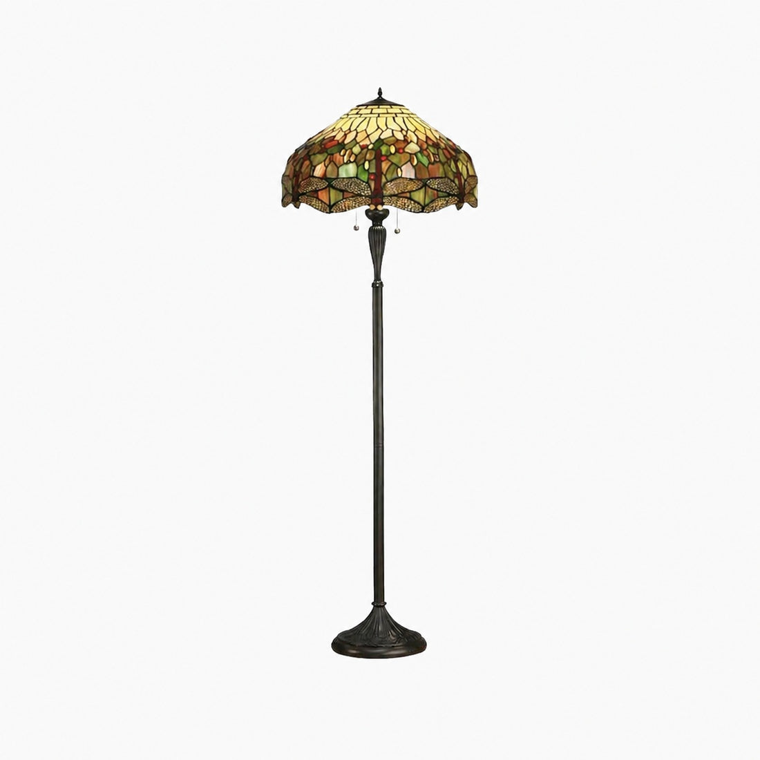 TF Dragonfly Motif Floor Lamp – Vintage Stained-Glass for Living Rooms