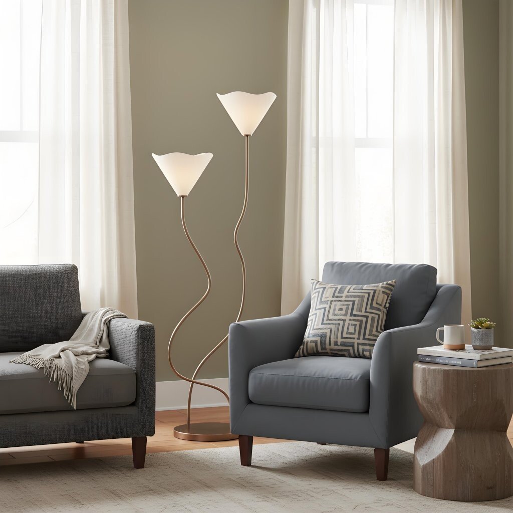Kysara Floor Lamp - Dual-Stem Floral Design for Living Room