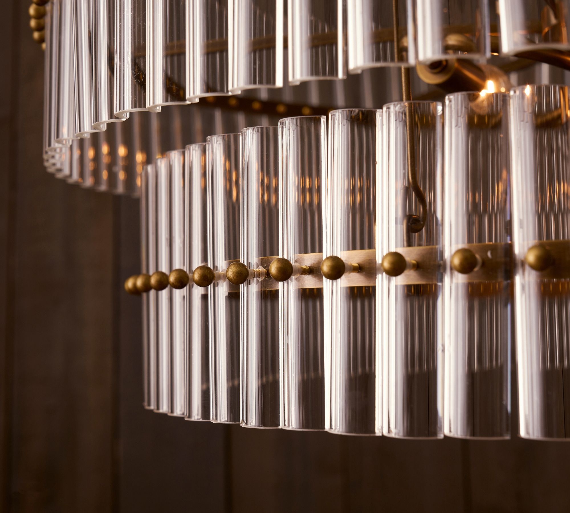 Lumora Crystal Pendant Light – Elegant Tumbled Brass & Cut Glass