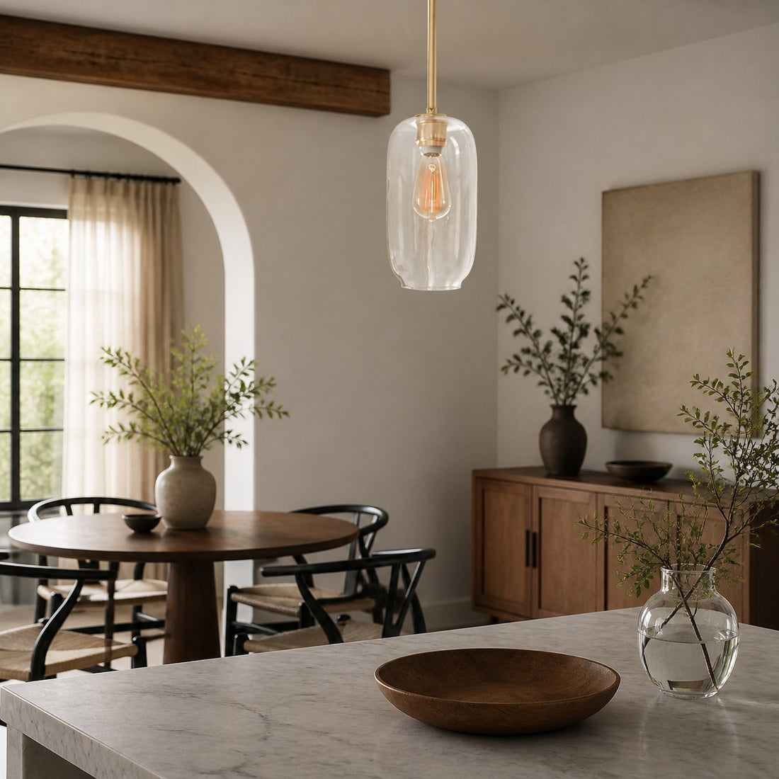 Lumivelle Pebble Pendant Light - Adjustable Glass Shade - Modern Lighting