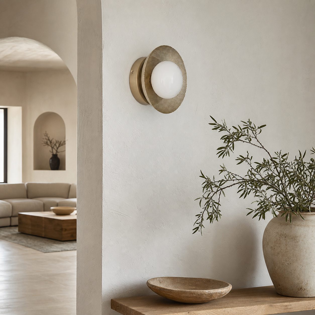 Elorina Sconce Wall Light - Textured Metal or Glass Shade