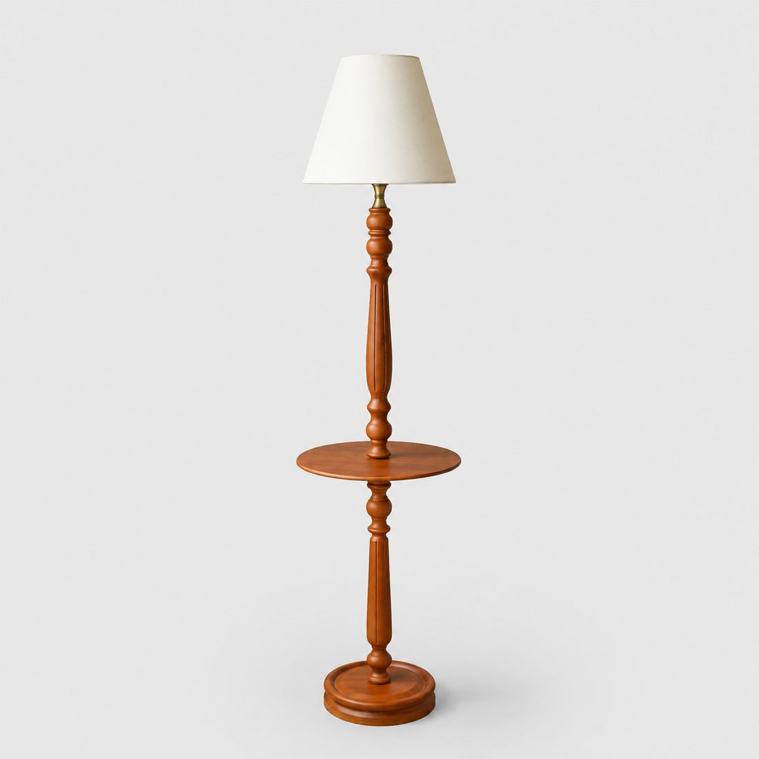 Vintage Solid Wood Floor Lamp with Optional Side Table
