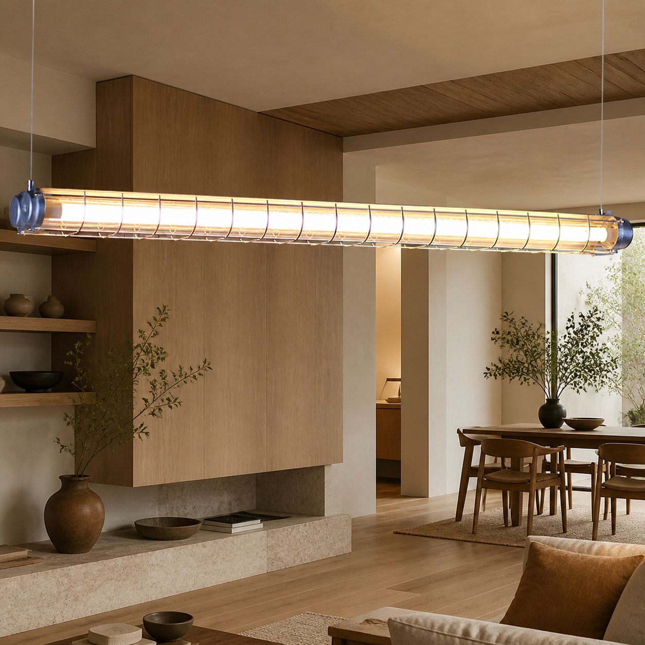 Modern Acrylic Linear LED Chandelier in Black or Silver