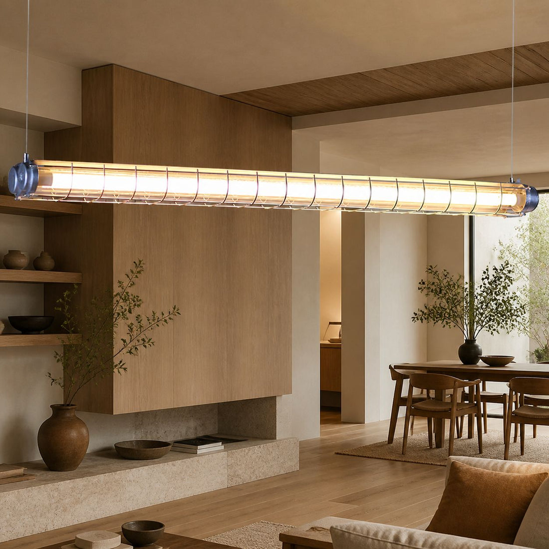 Modern Acrylic Linear LED Chandelier in Black or Silver