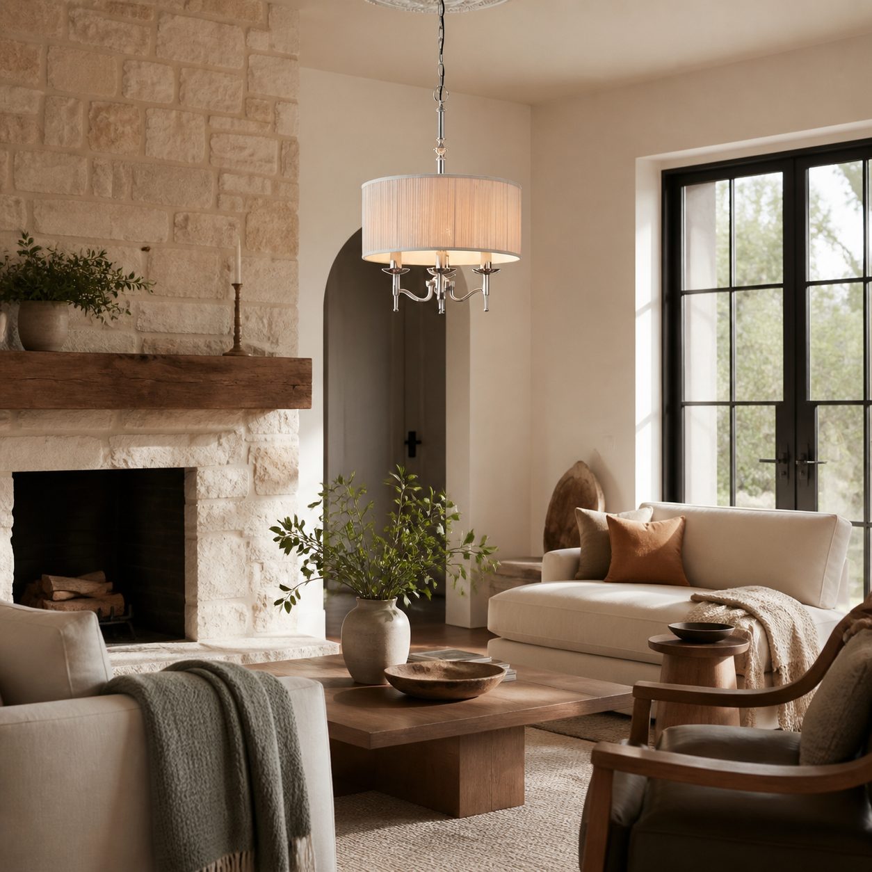 Tela 3-Light Pendant Lamp - Elegant Multi Arm Hanging Light for Living & Dining Spaces