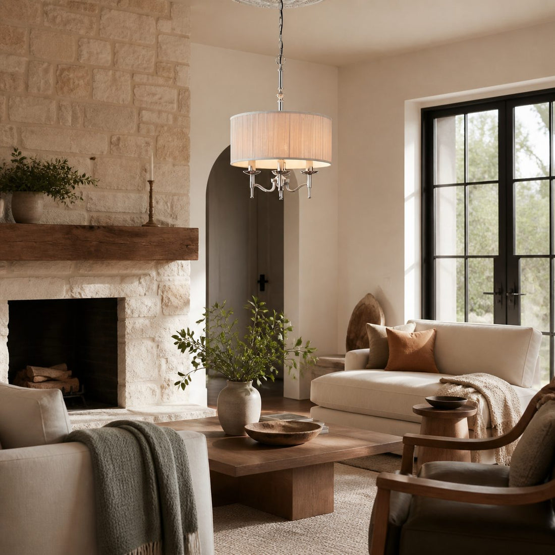 Tela 3-Light Pendant Lamp - Elegant Multi Arm Hanging Light for Living & Dining Spaces